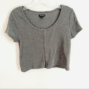 Wild Fable Gray Faux Button Crop Top Size Large